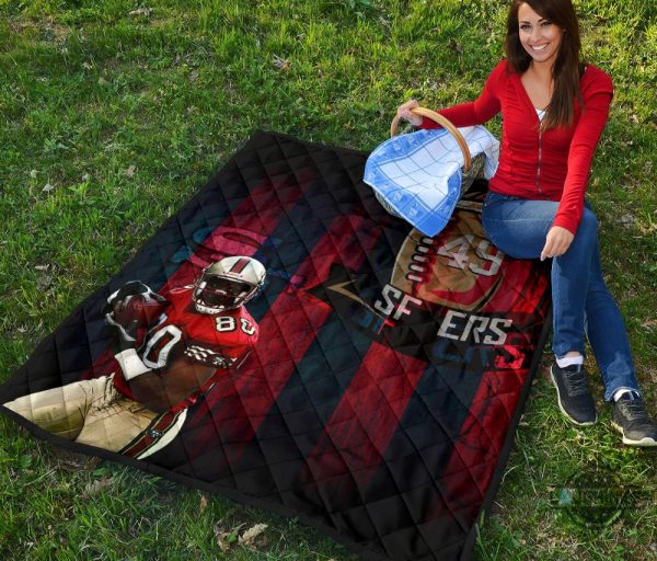49ers blanket san francisco american football 49ers premium quilt blankets player 80 holding ball black and red sf ers nfl gift for fans laughinks 5