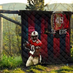 49ers blanket san francisco american football 49ers premium quilt blankets player 80 holding ball black and red sf ers nfl gift for fans laughinks 7