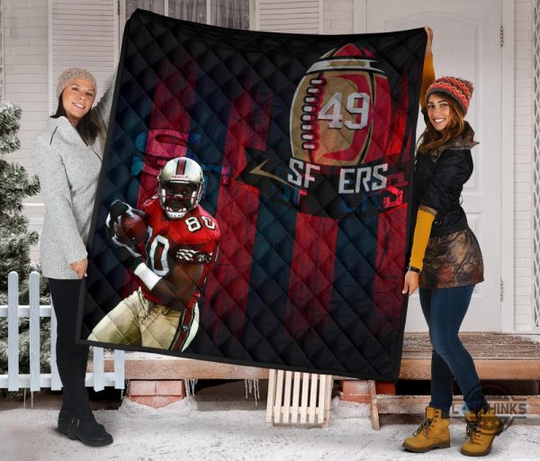49ers blanket san francisco american football 49ers premium quilt blankets player 80 holding ball black and red sf ers nfl gift for fans laughinks 9