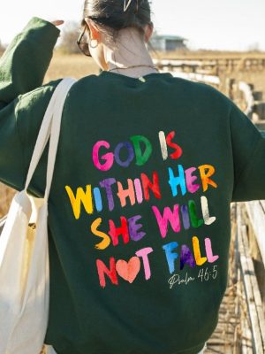 Christian Sweatshirt God Is Within Her She Will Not Fall Sweat Christian Bible Verse Sweatshirt Easter Religious T Shirt Bible Verse Hoodie Sweatshirt Unique revetee 2