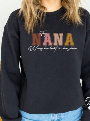 I Wear My Heart On My Sleeve Nana Sweatshirt Custom Nana Sweatshirt With Kids Name On Sleeve Nana Gift Hoodie Kids Name On Sleeve Sweater Hoodie Sweatshirt Unique revetee 3