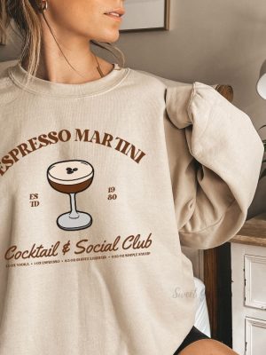 Espresso Martini Sweatshirt Retro Cocktail And Social Club Sweatshirt Girls Club Crewneck Signature Cocktail Sweatshirt Funny Drinking Hoodie Sweatshirt Unique revetee 3