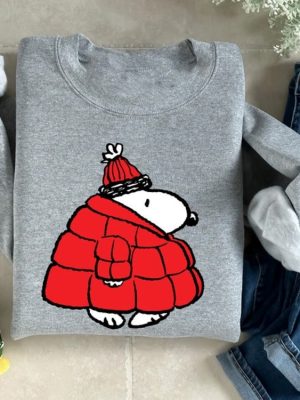 Snoopy Puffy Coat Air Freshener Sweatshirt Christmas Cartoon Dog Sweatshirt Christmas Gift Vintage Sweatshirt Puffer Sweatshirt Xmas Tee Hoodie Sweatshirt Unique revetee 3