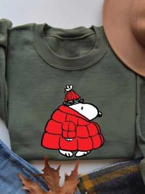 Snoopy Puffy Coat Air Freshener Sweatshirt Christmas Cartoon Dog Sweatshirt Christmas Gift Vintage Sweatshirt Puffer Sweatshirt Xmas Tee Hoodie Sweatshirt Unique revetee 4