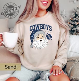 Cowboys Santa Football Shirt Football Lover Hoodie Christmas Santa Football Xmas Tshirt Funny Santa Crewneck Sweatshirt Christmas Shirt giftyzy 2