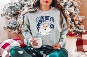 Cowboys Santa Football Shirt Football Lover Hoodie Christmas Santa Football Xmas Tshirt Funny Santa Crewneck Sweatshirt Christmas Shirt giftyzy 3