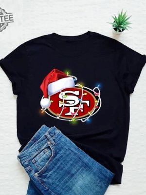 San Francisco Football Christmas Shirt Football Niners With Santa Hat And Christmas Light Sweatshirt Football Fan Christmas Gifts Hoodie Unique revetee 2