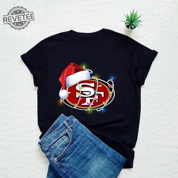 San Francisco Football Christmas Shirt Football Niners With Santa Hat And Christmas Light Sweatshirt Football Fan Christmas Gifts Hoodie Unique revetee 2