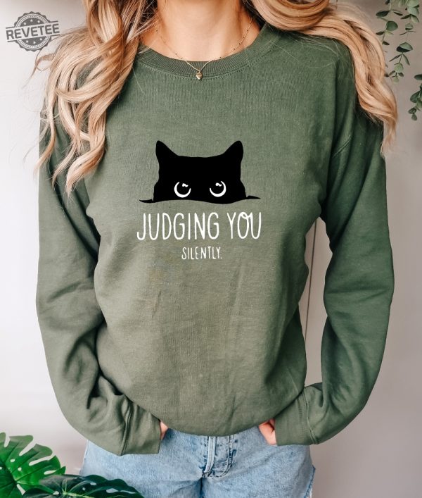 Judging You Silently Comfort Colors Shirt Funny Cat Shirt Sarcastic Cat Shirt Cat Mom Shirt Cat Lover Gift Animal Lover Gift Hoodies Hoodie Unique revetee 1