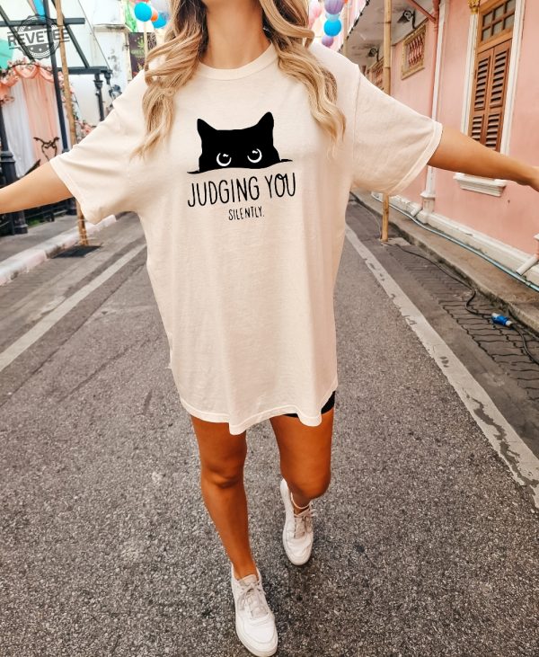 Judging You Silently Comfort Colors Shirt Funny Cat Shirt Sarcastic Cat Shirt Cat Mom Shirt Cat Lover Gift Animal Lover Gift Hoodies Hoodie Unique revetee 2