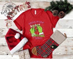 Rolling Up Some Grichmas Spirit Shirt Rolling Up Some Christmas Spirit Sweatshirt Grinch Christmas Tshirt Smoking Christmas Hoodie Cannabis Christmas Shirt giftyzy 2