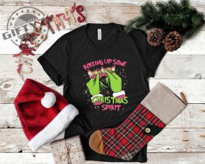 Rolling Up Some Grichmas Spirit Shirt Rolling Up Some Christmas Spirit Sweatshirt Grinch Christmas Tshirt Smoking Christmas Hoodie Cannabis Christmas Shirt giftyzy 3