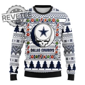 Dallas Cowboys Grateful Dead Nfl Ugly Christmas Fleece Sweater Dallas Cowboys Ugly Christmas Sweater Unique revetee 2