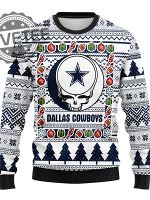 Dallas Cowboys Grateful Dead Nfl Ugly Christmas Fleece Sweater Dallas Cowboys Ugly Christmas Sweater Unique revetee 2