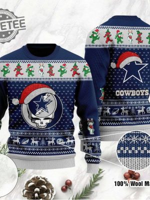 Dallas Cowboys Grateful Dead Bear Pattern Ugly Christmas Sweater Dallas Cowboys Ugly Christmas Sweater Unique revetee 2