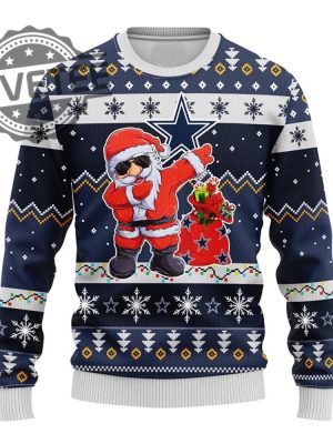 Dallas Cowboys Dabbing Santa Claus Nfl Christmas Ugly Sweater Dallas Cowboys Ugly Christmas Sweater Unique revetee 2