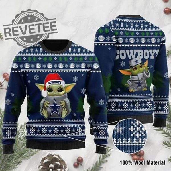 Dallas Cowboys Baby Yoda Love Ugly Christmas Sweater Dallas Cowboys Ugly Christmas Sweater Unique revetee 1