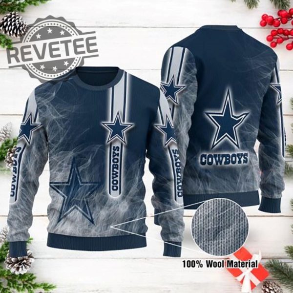 Cowboys Ugly Sweater Dallas Cowboys Smoke Ugly Christmas Sweater Gift Unique revetee 1