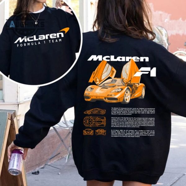 f1 mclaren hoodie sweatshirt t shirt mens womens double sided formula one mclaren car racers tshirt f1 mclaren team shirts f1 racing merch tee gift laughinks 1