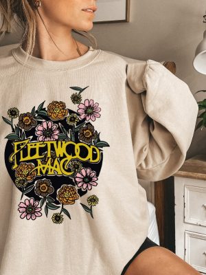 Fleetwood Mac Sweatshirt Fleetwood Mac Shirt Stevie Nicks Tee Flower Sweatshirt Cool Women Band Tee Distressed Floral Rock And Roll Shirt Unique revetee 4