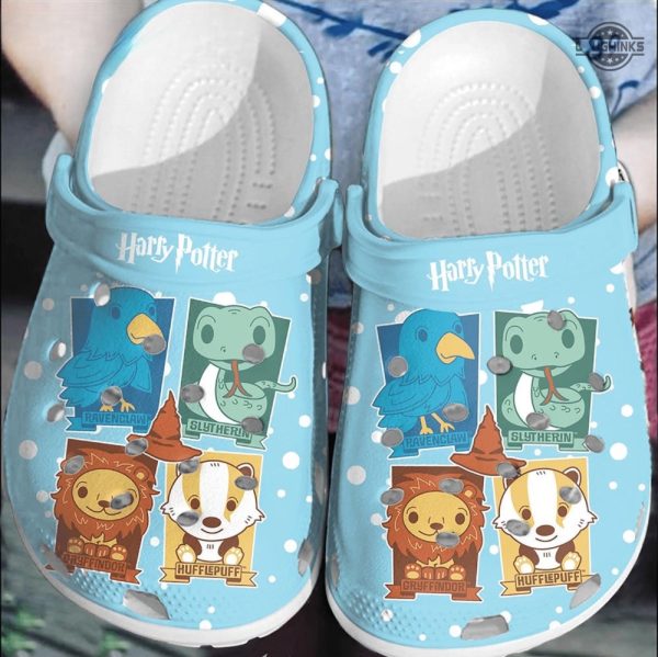 harry potter crocs four houses slippers funny four clans harry potter crocs clogs shoes gift for reading lovers hogwarts school movie fans witchs wizards muggles laughinks 1