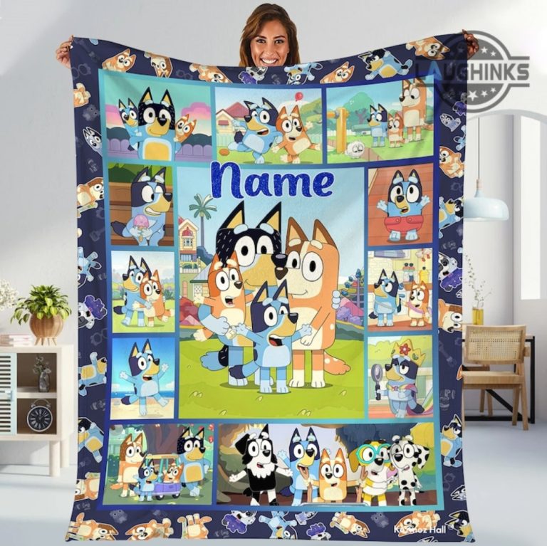 Bluey Fleece Blanket Personalized Bluey Family Cozy Plush Sherpa ...