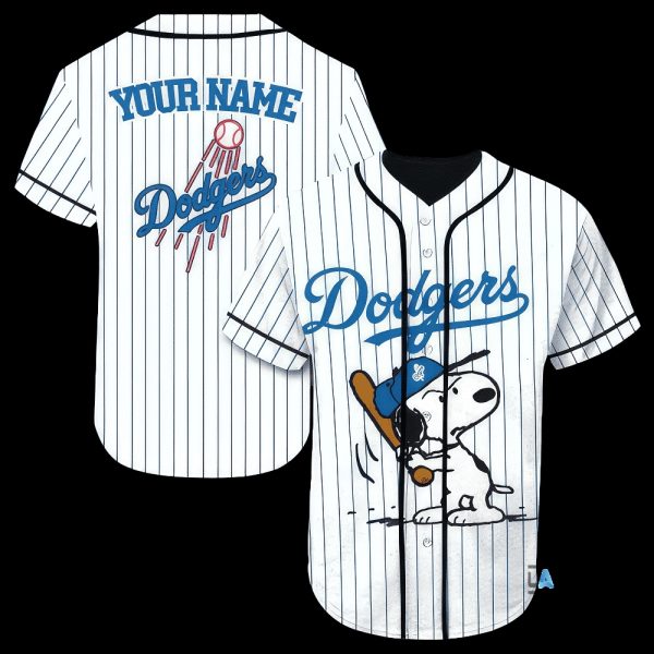 los angeles dodgers snoopy name personalized baseball jersey shirts la dodgers 2024 all over printed uniform shirts mlb shop gift for peanuts shohei ohtani fans laughinks 1