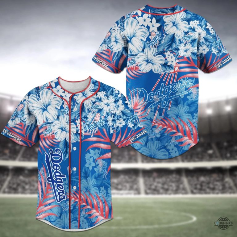 Los Angeles Dodgers Baseball Jersey Shirt Flower Design Hibiscus La ...