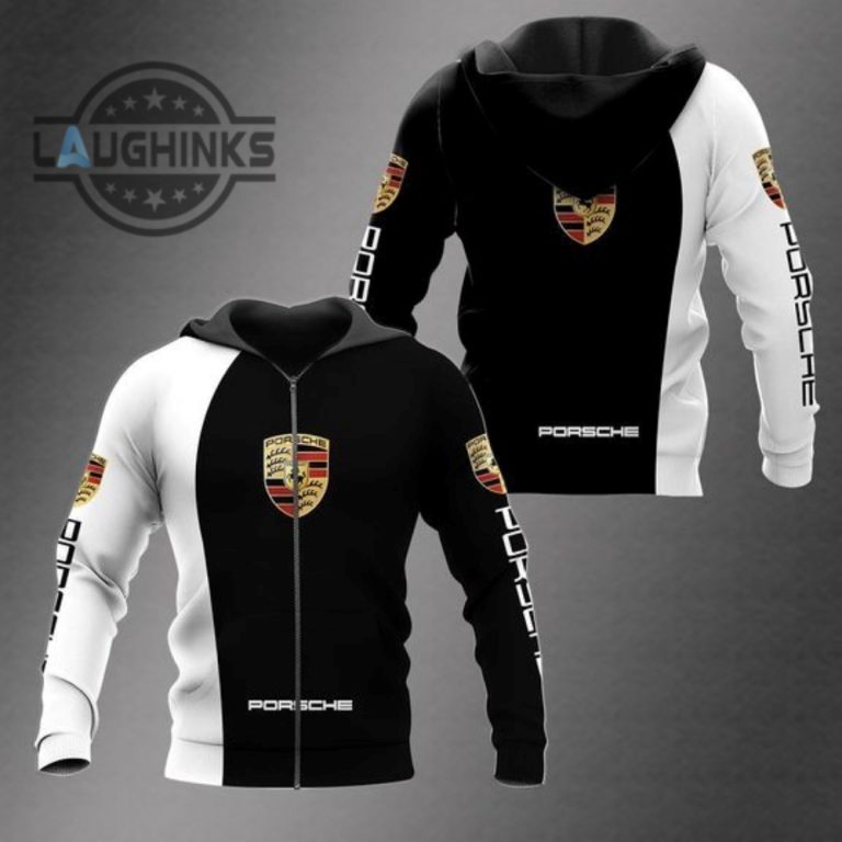 Porsche Hoodies Tshirts Sweatshirts Black And White Full Printed ...