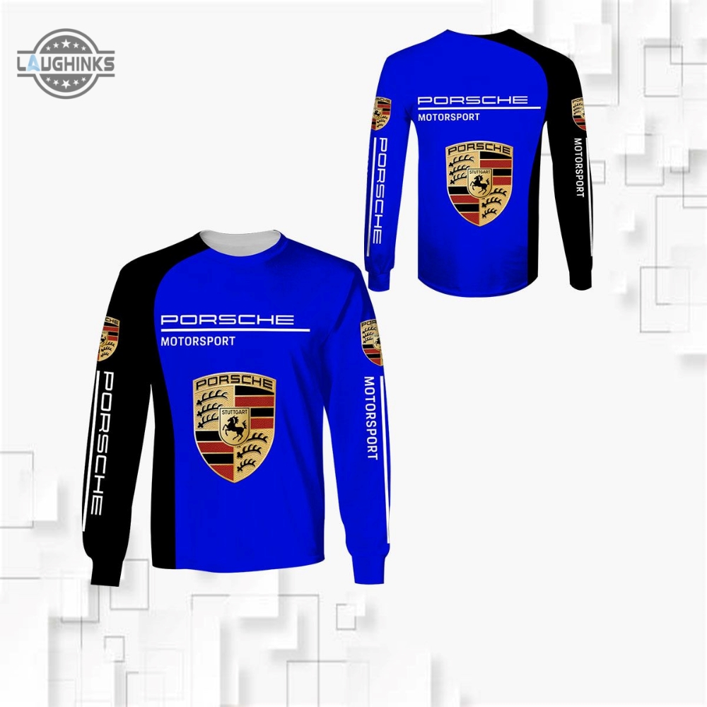 3D All Over Printed Porsche Shirts Ver 2 Blue Tshirt Sweatshirt Hoodie Full Printed Porsche 911 Gt3 Rs Shirts Gift For Car Racers Lovers Drivers Need Money For Porsches