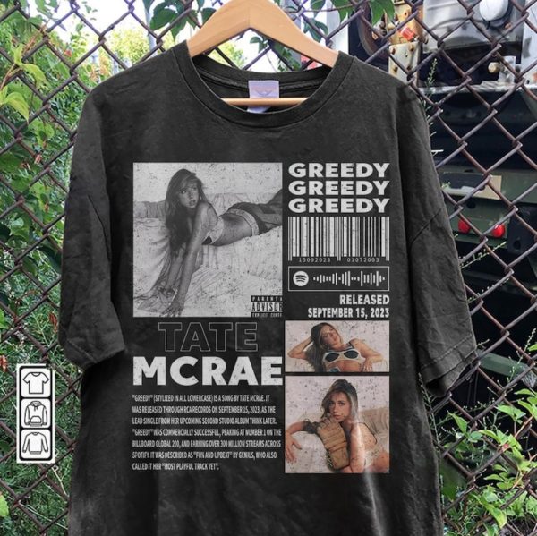 Tate Mcrae Music Merch Shirt Tate Mcrae Greedy Album 90S Tshirt Pop Rap Hoodie Bootleg Inspired Sweatshirt Trendy Shirt giftyzy 1