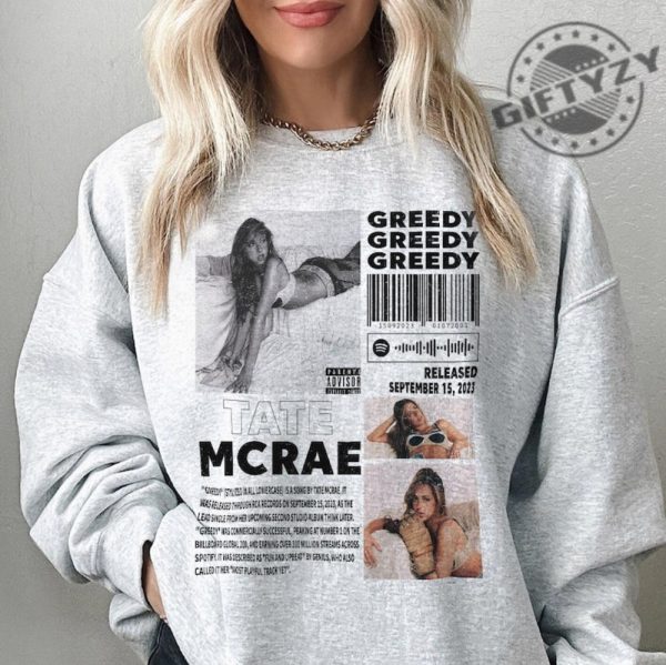Tate Mcrae Music Merch Shirt Tate Mcrae Greedy Album 90S Tshirt Pop Rap Hoodie Bootleg Inspired Sweatshirt Trendy Shirt giftyzy 2