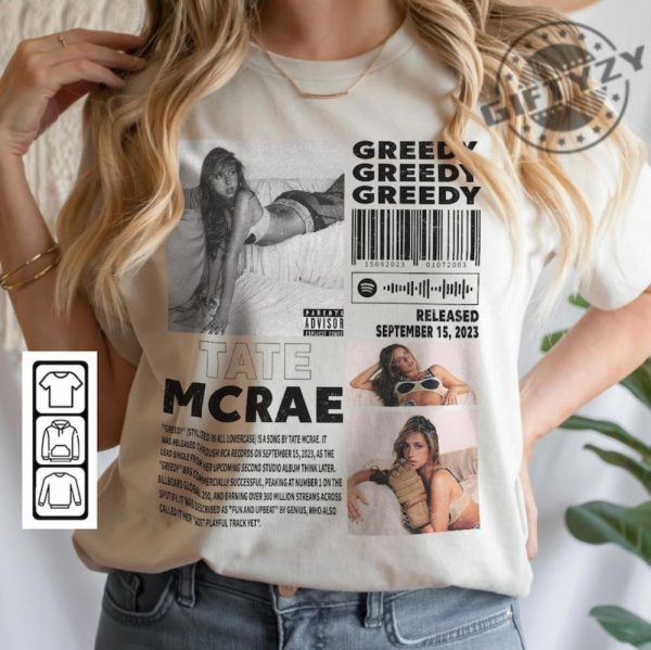 Tate Mcrae Music Merch Shirt Tate Mcrae Greedy Album 90S Tshirt Pop Rap Hoodie Bootleg Inspired Sweatshirt Trendy Shirt giftyzy 3