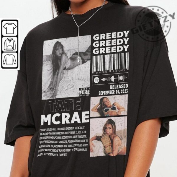 Tate Mcrae Music Merch Shirt Tate Mcrae Greedy Album 90S Tshirt Pop Rap Hoodie Bootleg Inspired Sweatshirt Trendy Shirt giftyzy 5