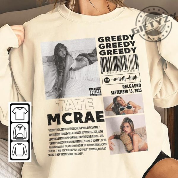 Tate Mcrae Music Merch Shirt Tate Mcrae Greedy Album 90S Tshirt Pop Rap Hoodie Bootleg Inspired Sweatshirt Trendy Shirt giftyzy 7