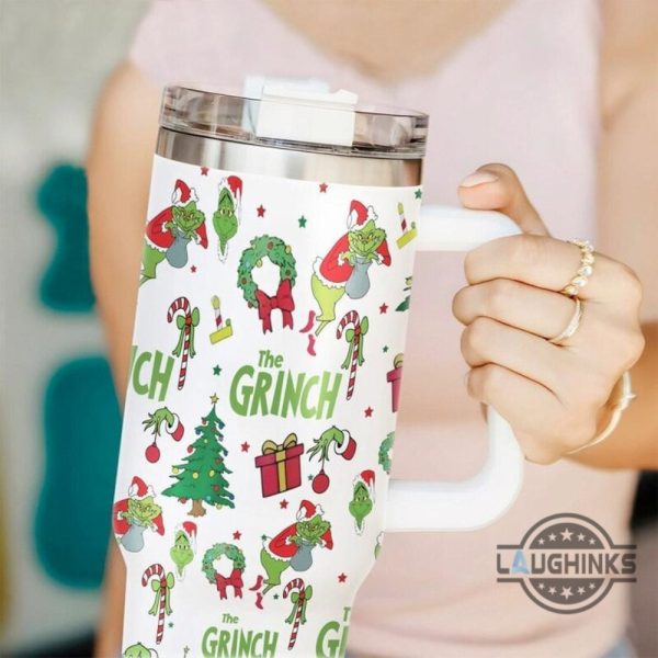 grinch 40oz tumbler the grinch who stole christmas merry grinchmas cups with handle green mean one stainless steel stanley cup 40 oz xmas travel mugs laughinks 1