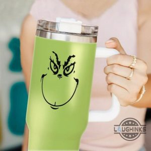 grinch christmas 40oz tumbler mean one green grinch face stainless steel stanley cup how the grinch stole christmas 40 oz xmas travel mugs merry grinchmas laughinks 1 1
