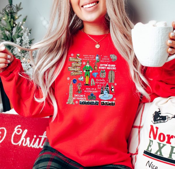 Elf Christmas Sweatshirt Christmas Movies Sweater Funny Elf Shirt Christmas Gifts New York Christmas Crewneck Ugly Xmas Shirt Hoodie Sweatshirt Unique revetee 1