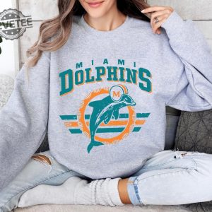 Miami Football Sweatshirt Dolphin Hoodie Vintage Style Miami Football Sweatshirt Retro Miami Dolphins Sweatshirt Miami Dolphins Gift Hoodie Sweatshirt Unique revetee 2