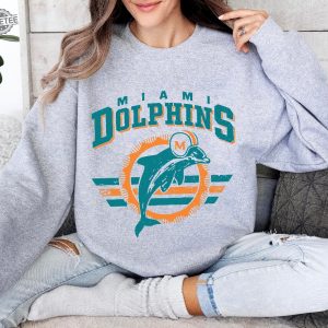 Miami Football Sweatshirt Dolphin Hoodie Vintage Style Miami Football Sweatshirt Retro Miami Dolphins Sweatshirt Miami Dolphins Gift Hoodie Sweatshirt Unique revetee 4