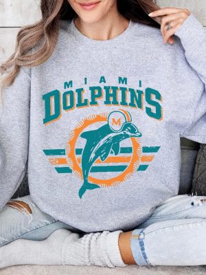 Miami Football Sweatshirt Dolphin Hoodie Vintage Style Miami Football Sweatshirt Retro Miami Dolphins Sweatshirt Miami Dolphins Gift Hoodie Sweatshirt Unique revetee 4