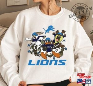 Vintage Detroit Lions Looney Tunes Shirt Nfl Classic Tshirt Unisex Sweatshirt Unisex Hoodie Trendy Shirt giftyzy 2