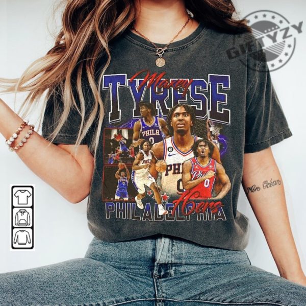 Tyrese Maxey Philadelphia Basketball Shirt Basketball Sweatshirt Christmas Gift Unisex Tshirt Basketball 90S Hoodie Vintage Fan Gift giftyzy 2