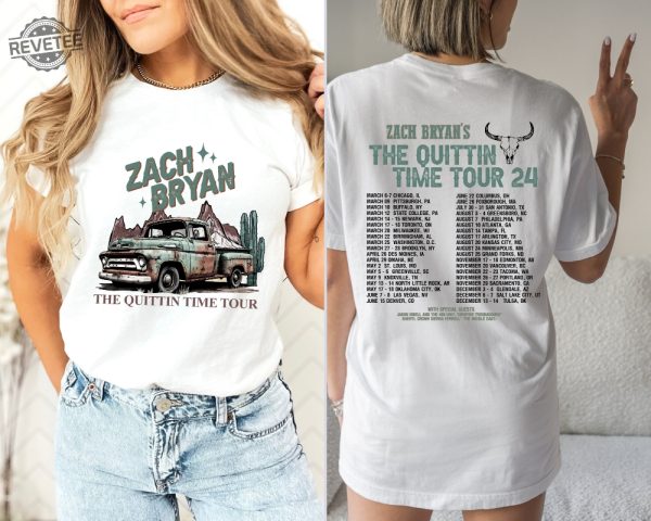 Zach Bryan The Quitting Time Tour 2024 Shirt For Fan Zach Bryan Front And Back Printed Concert Fan Shirt Zach Bryan 2024 Country Music Unique revetee 3