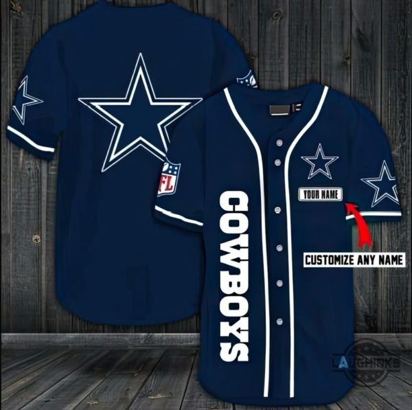 dallas cowboys personalized name baseball jersey shirt mens womens all over printed football shirts nfl uniform game day gift for fans laughinks 1
