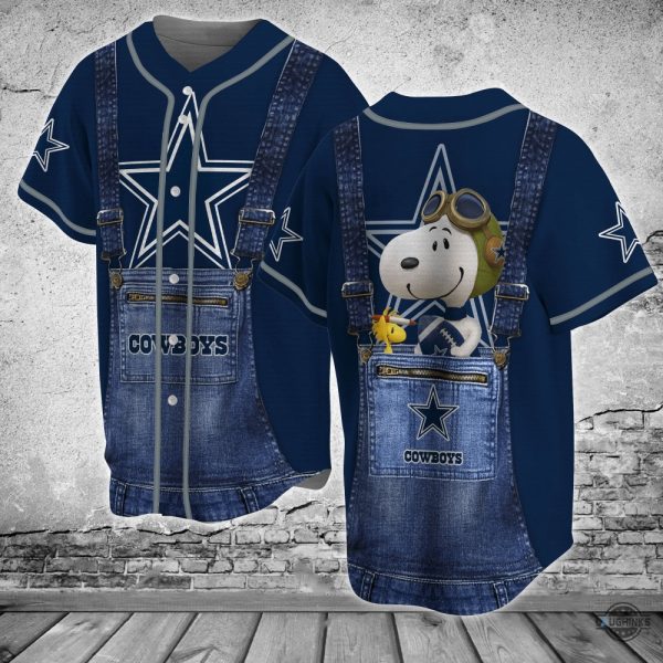 dallas cowboys nfl baseball jersey shirt snoopy mens womens all over printed football shirts nfl sport uniform game day gift for fans laughinks 1 1