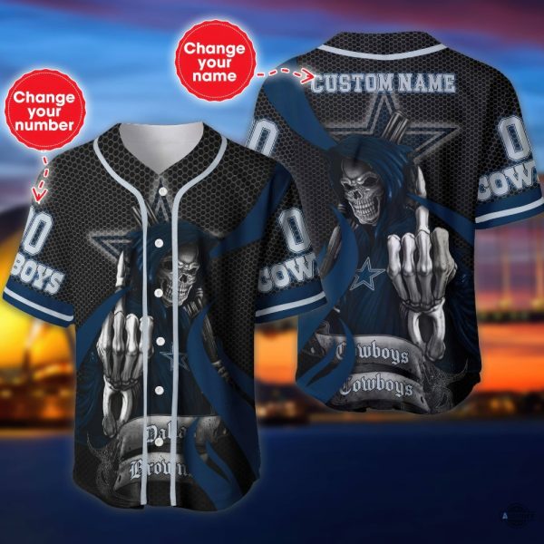dallas cowboys baseball jersey shirt the reaper custom name and number all over printed football shirts nfl game day gift for fans laughinks 1 1