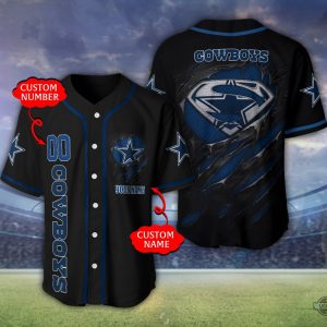 dallas cowboys personalized baseball jersey superman mens womens all over printed football shirts nfl sport uniform game day gift for fans laughinks 1