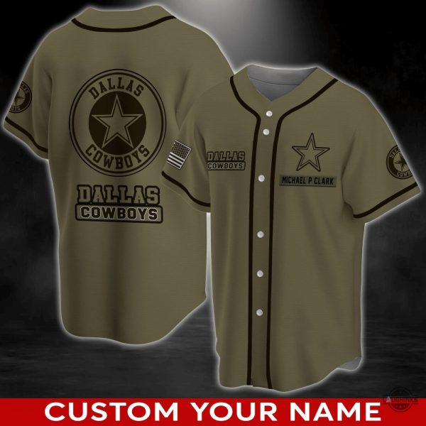 dallas cowboys custom name baseball jersey shirt american military all over printed football shirts nfl game day gift for fans laughinks 1