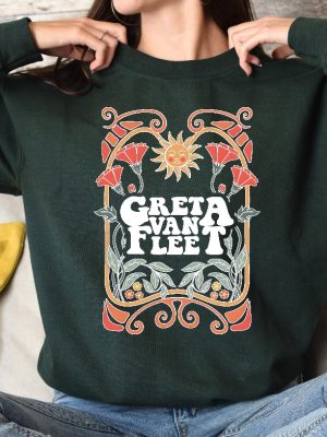 Greta Van Fleet Band Sweatshirt Greta Van Fleet Shirt Floral Retro Greta Van Fleet Music Shirt Funny Sweatshirt Unique revetee 2